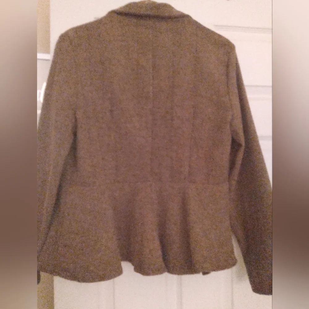 SHEIN Peplum Brown Woven‎ Jacket Lrg Business Academia Dark Y2K Winter Coquette